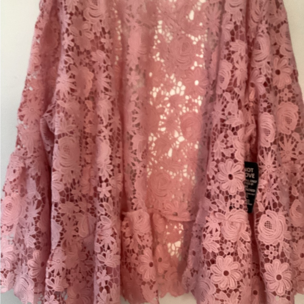 ❤️ Denim 24/7 Pink Lace Floral Cardigan 30 W - Picture 6 of 10